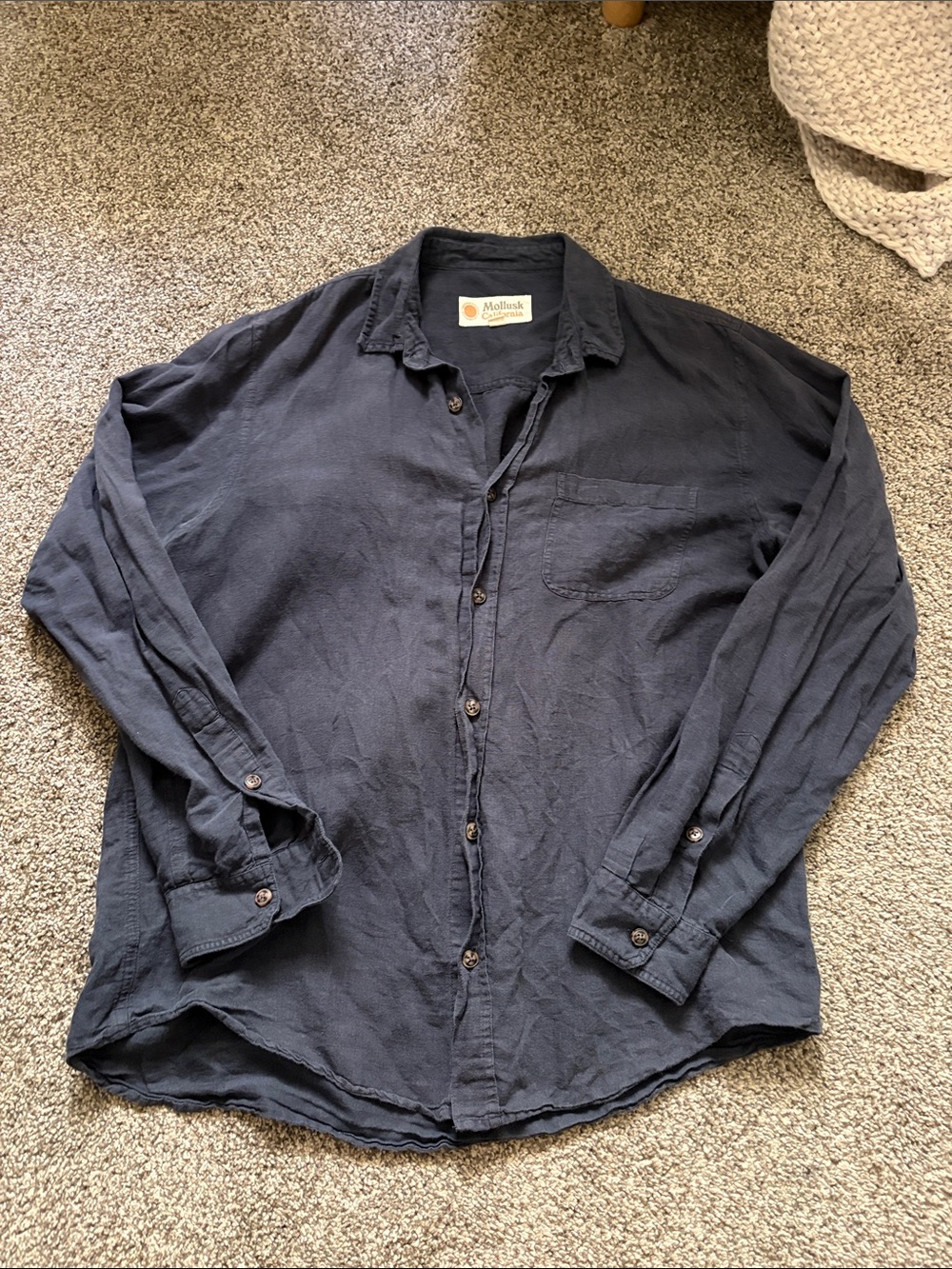 Mollusk Classic Navy Long-Sleeve Button-Down Shirt